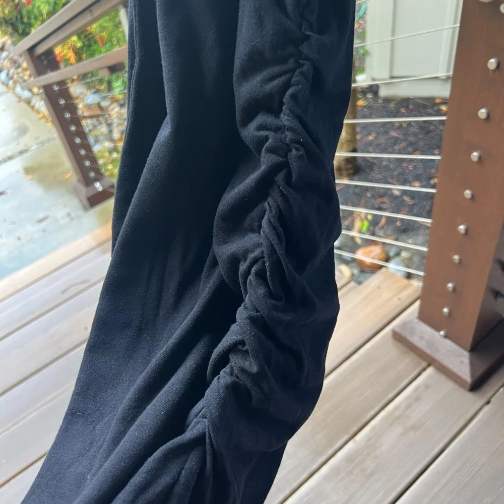 Pam and Gela Long Spandex Dress- Black- Ruched On One Side. - Picture 3 of 11